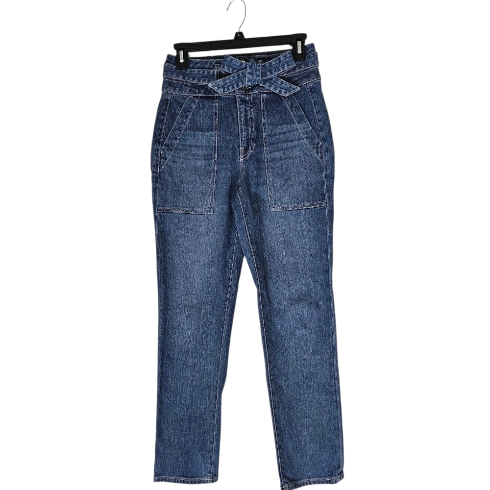 Veronica Beard‎ Logan Slim Straight Extra High Rise Blue Bow Jeans 27 Preowned
